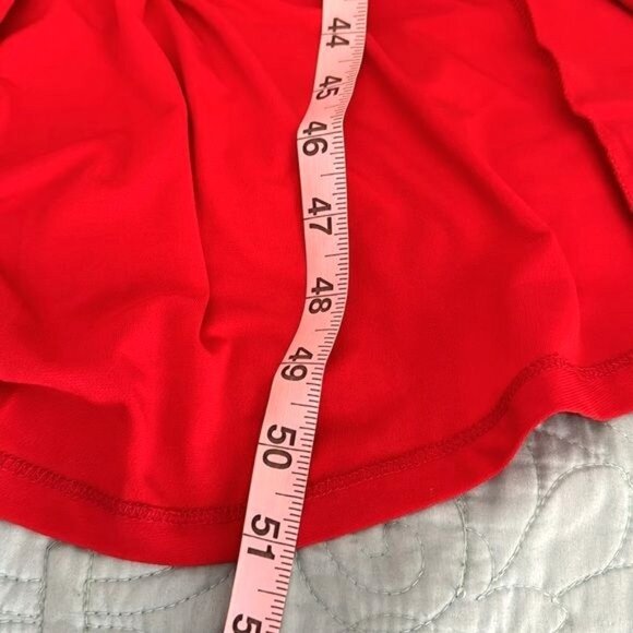 Red Venus Long Sleeve Jumpsuit With Open Front Skirt Overlay Strappy Neckline & - Picture 11 of 12